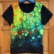 Tričko - zelenooranžový vzor (bavlna)
