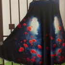 Půlkolová sukně - vlčí máky na tmavě modré S - XXL