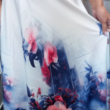 Dlouhá půlkolová sukně - ibišek L/XL (umělé hedvábí)