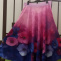 Dlouhá půlkolová sukně - růžovofialové květy S - XXL