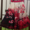 Dlouhá půlkolová sukně - červené květy S - XXL