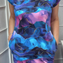 Šaty s kapsami - fialový mramor (bavlna)