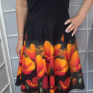 Šaty s půlkolovou sukní - máky S - XXXL (bavlna)