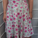 Šaty s půlkolovou sukní - růžové květy S - XXXL (bavlna)