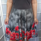 Šaty s půlkolovou sukní - máky (bavlna)