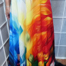 Dlouhá půlkolová sukně - barevné listy (umělé hedvábí)