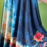 Dlouhá půlkolová sukně - sasanka (umělé hedvábí)