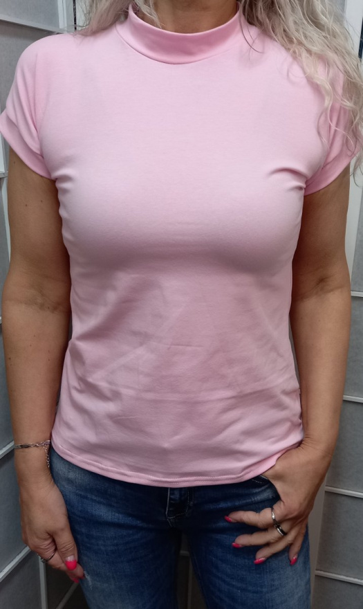 Tričko se stojáčkem - barva světle růžová (bavlna)