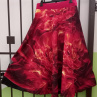 Dlouhá půlkolová sukně - oheň (umělé hedvábí)