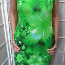 Šaty s kapsami - zelený abstrakt (bavlna)