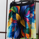 Půlkolová sukně - barevné listy (umělé hedvábí)