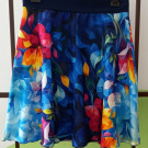Půlkolová sukně - mozaikové květy (umělé hedvábí)