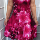 Šaty s půlkolovou sukní - růýový abstrakt (viskóza)