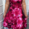 Šaty s půlkolovou sukní - růýový abstrakt (viskóza)