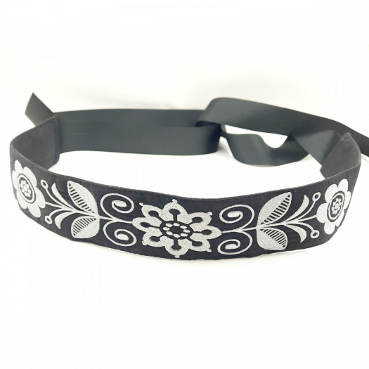 Vyšívaný Dámský Opasek Stříbrný