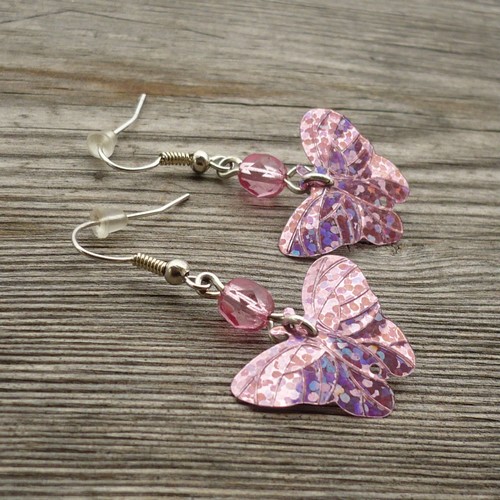 Motýlkové náušnice růžové