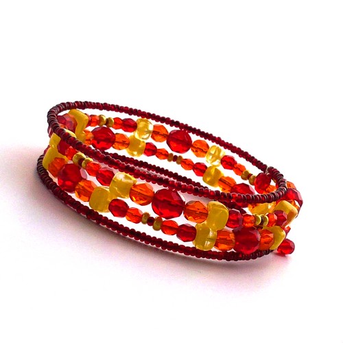 Červeně vesele - čtyřřadý náramek