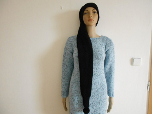 Maxi dlouhá čepice 2v1 s vlnou