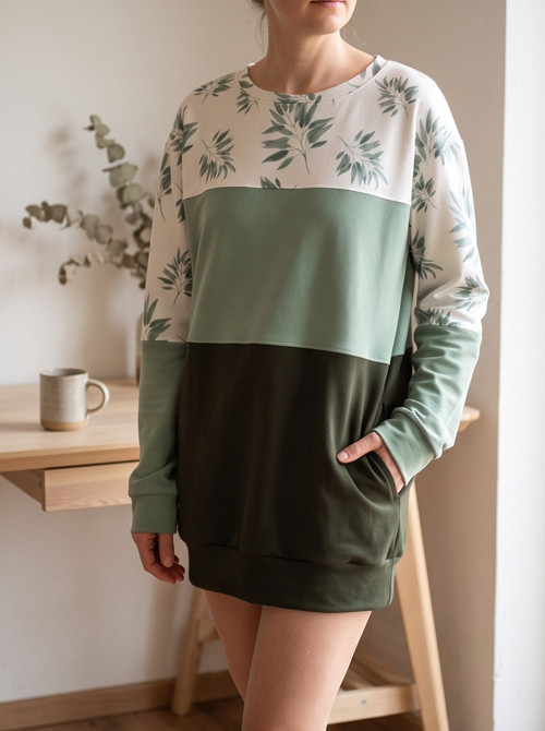 ZELENÁ S LÍSTEČKY (XL/XXL)-dámská mikina