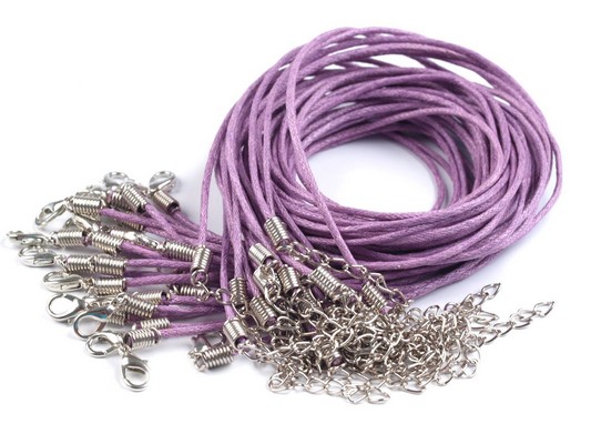 Šňůrka bavlněná s karabinkou voskovaná délka 45cm