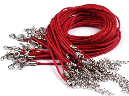 Šňůrka bavlněná s karabinkou voskovaná délka 45cm