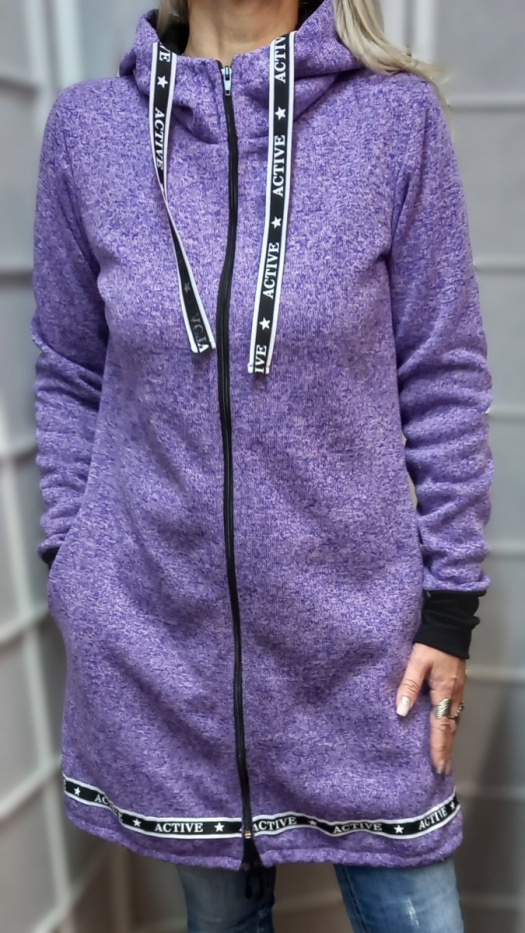 Stylový kabátek ze svetroviny s kapucí – široký výběr barev, velikost 4XL