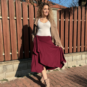 Zavinovací sukně vínová