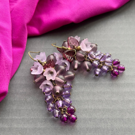 Náušnice fialové hrozny