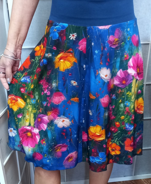 Půlkolová sukně - louka, velikost XL/XXL 