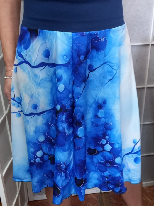 Půlkolová sukně - modrá orchidej, velikost L/XL 