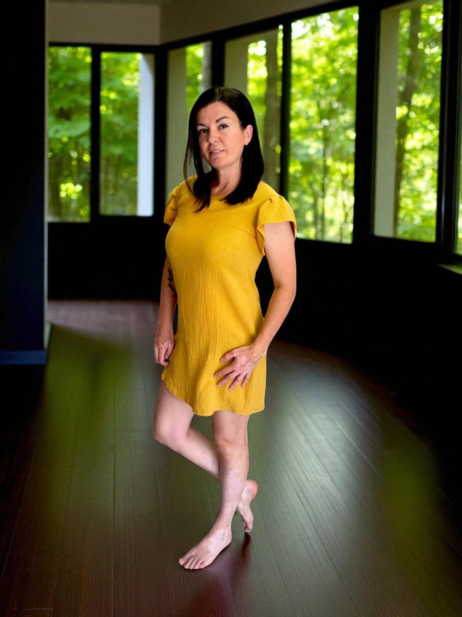 Dámská šatovka mušelin hořčice S/M