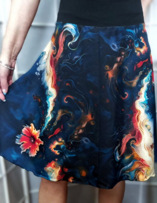 Půlkolová sukně - sasanka, velikost L/XL