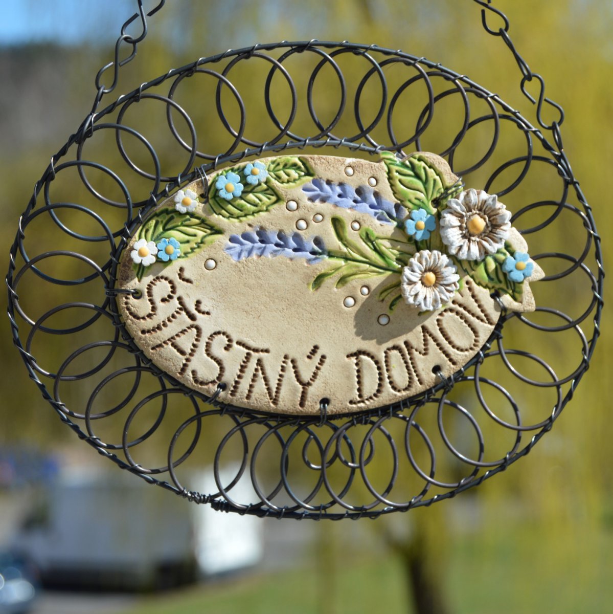 Drátovaná cedullka Šťastný domov