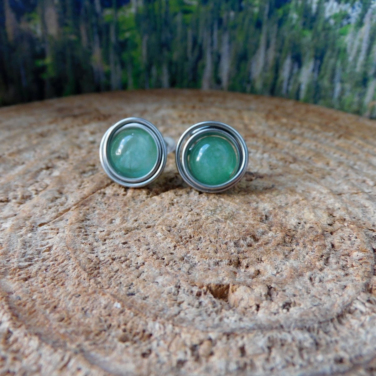 Naušnice -pecky,nerez,avanturin