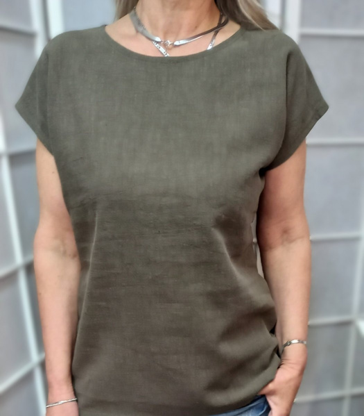 Halenka z přírodního lnu - khaki (velikost 2XL a 3XL)