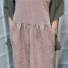 Lněné šaty s kapsami - barva pudrová (velikost 2XL a 3XL)