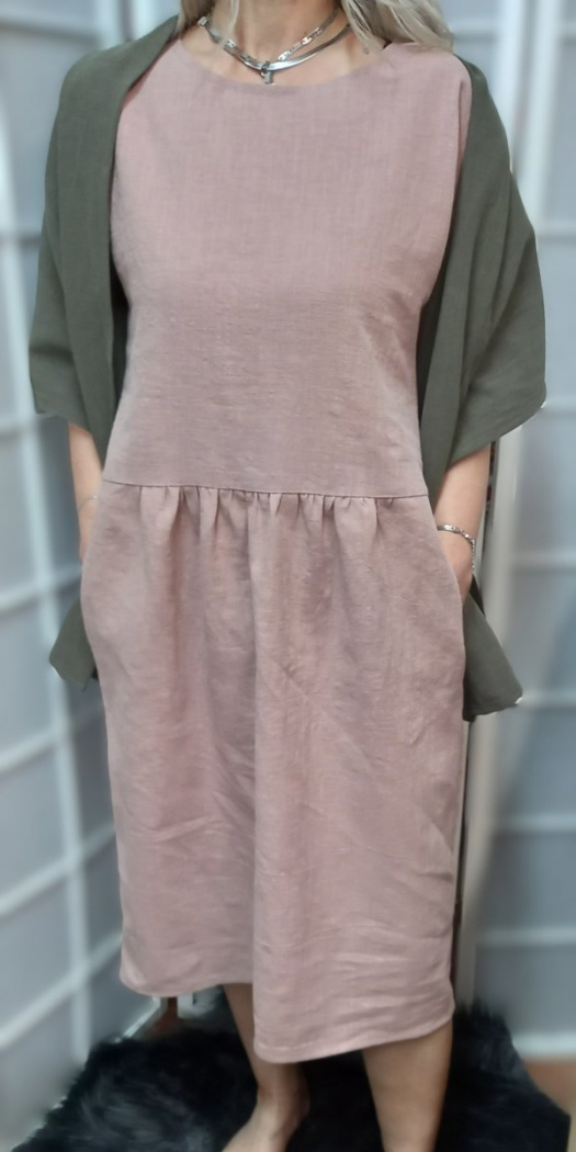 Šátek z přírodního lnu - barva khaki ~ LETNÍ VÝPRODEJ ~