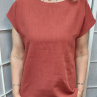 Halenka z přírodního lnu - cihlová (velikost 2XL a 3XL)