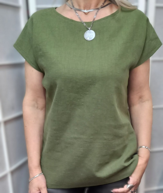 Halenka z přírodního lnu - zelená (velikost 2XL a 3XL)
