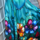 Dlouhá půlkolová sukně - květy