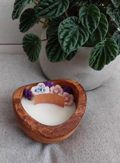 Svíčka dřevěná miska