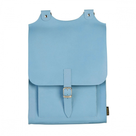 Velký kožený batoh - světle modrý