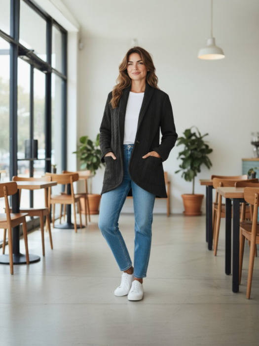 Dámský kabátek prošev černý