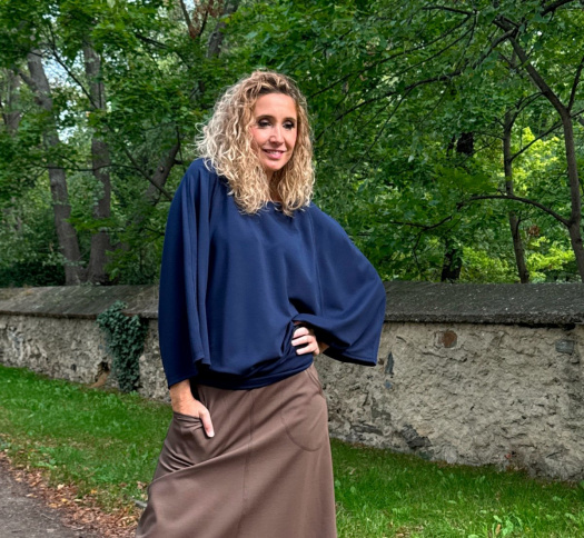 Volná pelerinová tunika tmavě modrá