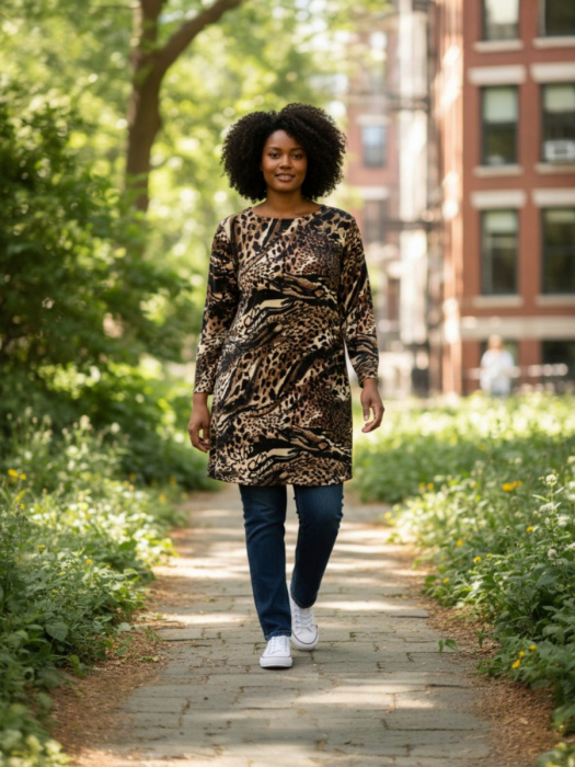 Dámské svetrové šaty zvířecí vzor