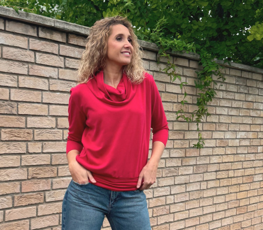 Rolák s pružným pasem tmavě červený