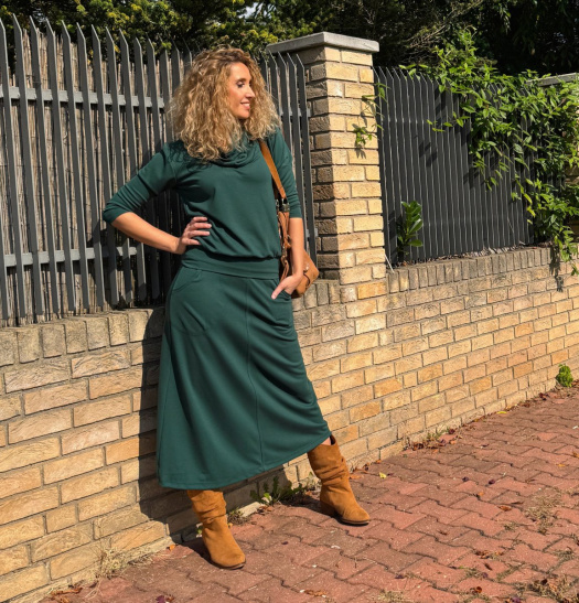 Zvonová sukně tmavě zelená