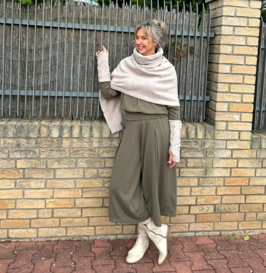 Kalhotová sukně maxi khaki