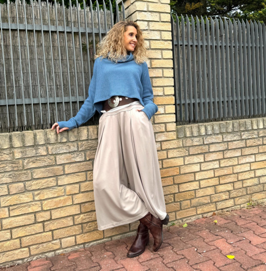 Kalhotová sukně maxi béžová