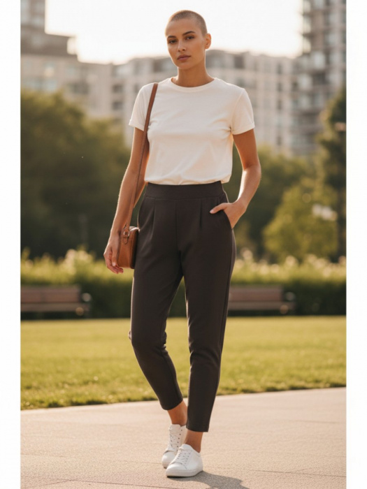 Dámské kalhoty Sáry hnědé-teplé